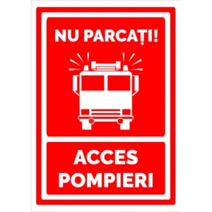Indicator Nu parcati acces pompieri, Sticker autocolant