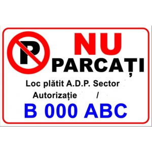 Indicator Nu parcati loc platit, Sticker autocolant