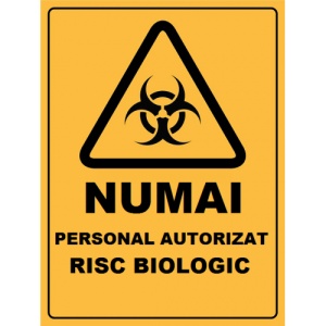 Indicator Numai personal autorizat risc biologic, Sticker autocolant