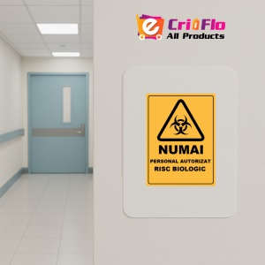 Indicator Numai personal autorizat risc biologic, Sticker autocolant - Img 4