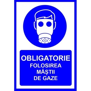 Indicator Obligatorie folosirea mastii de gaze, Sticker autocolant