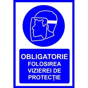 Indicator Obligatorie folosirea vizierei de protectie, Sticker autocolant