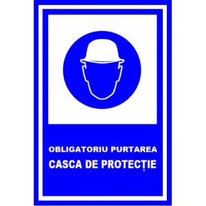 Indicator Obligatoriu purtarea casca de protectie, Sticker autocolant
