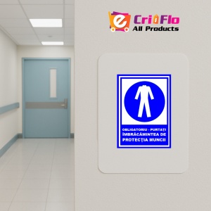 Indicator Obligatoriu purtati imbracamintea de protectia muncii, Sticker autocolant - Img 4