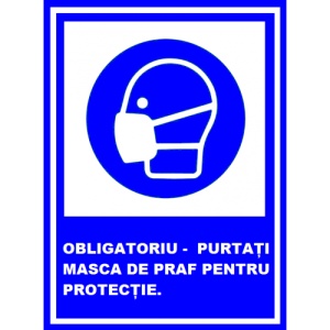 Indicator Obligatoriu purtati masca de praf pentru protectie, Sticker autocolant