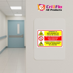 Indicator Panou atentie la deplasarea pe caile de acces nu va pozitionati sub sarcina macaralei eliminat pericolul scapari sculelor si materialelor de la inaltime, Sticker autocolant - Img 4