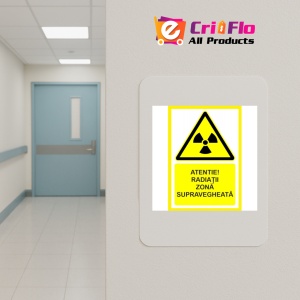 Indicator Panou atentie radiatii zona supravegheata, Sticker autocolant - Img 4