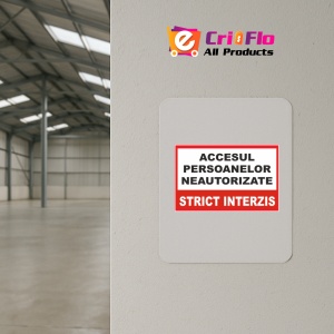 Indicator Pentru accesul persoanelor neautorizate strict interzis, Sticker autocolant - Img 2