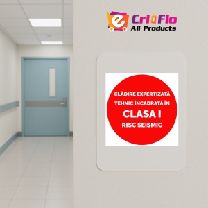 Indicator Pentru Cladire expertizata tehnica incadrata in clasa 1 risc seismic, Sticker autocolant - Img 4