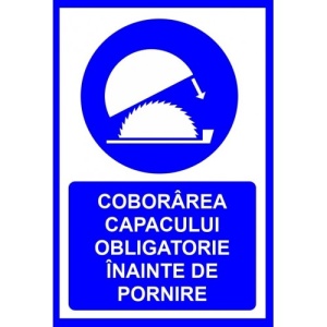 Indicator Pentru coborarea capacului obligatorie inainte de pornire, Sticker autocolant