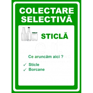 Indicator Pentru colectare sticla, Sticker autocolant