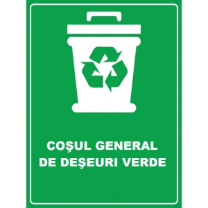Indicator Pentru cosul general de deseuri verde, Sticker autocolant
