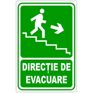 Indicator Pentru directie de urgenta scari dreapta in jos, Sticker autocolant