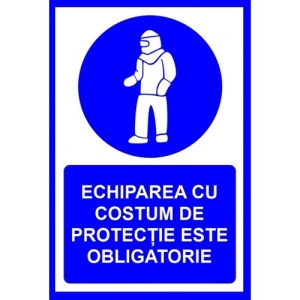 Indicator Pentru echiparea cu costum de protectie, Sticker autocolant
