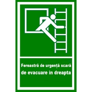 Indicator Pentru fereastra de urgenta scara de evacuare in dreapta, Sticker autocolant