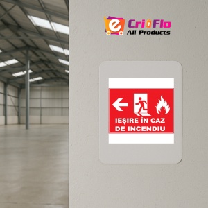 Indicator Pentru iesire in caz de incendiu cu sageata in stanga, Sticker autocolant - Img 3