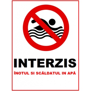 Indicator Pentru interzicerea inotului si scaldatul in apa, Sticker autocolant