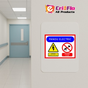 Indicator Pentru panou electric atentie pericol electric interzisa stingerea cu apa, Sticker autocolant - Img 4