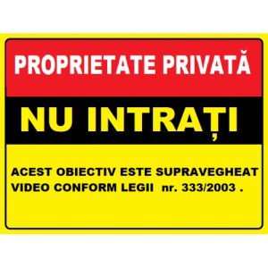 Indicator Pentru proprietate privata nu intrati obiectiv video, Sticker autocolant