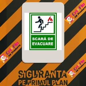 Indicator Pentru scara de evacuare iesire pe scari in stanga jos, Sticker autocolant - Img 2
