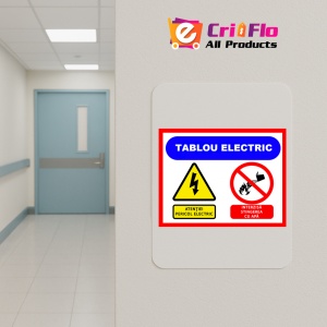 Indicator Pentru tablou electric atentie pericol electric interzisa stingerea cu apa, Sticker autocolant - Img 4