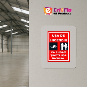 Indicator Pentru usa de incendiu va rugam tineti usa inchisa, Sticker autocolant - Img 3