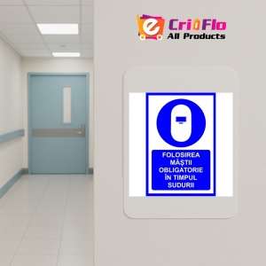 Indicator Placute pentru folosirea mastii obligatorie in timpul sudurii, Sticker autocolant - Img 4