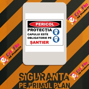 Indicator Protectia capului este obligatorie pe santier, Sticker autocolant - Img 2