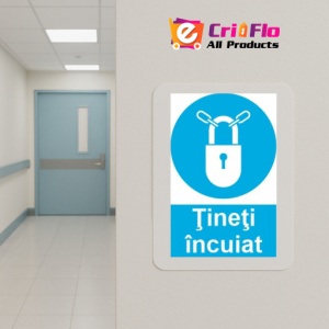 Indicator protectia muncii incuierea obligatorie, Sticker autocolant - Img 5