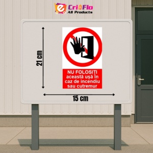 Indicator protectia muncii nu folositi aceasta usa cutremur incendiu, Sticker autocolant - Img 2