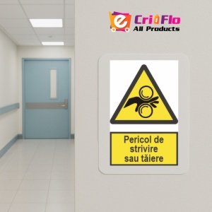 Indicator protectia muncii pericol de strivire sau taiere, Sticker autocolant - Img 5