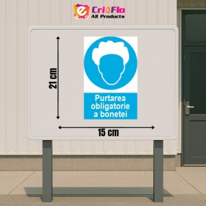 Indicator protectia muncii purtarea obligatorie a bonetei, Sticker autocolant - Img 2