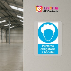 Indicator protectia muncii purtarea obligatorie a bonetei, Sticker autocolant - Img 4