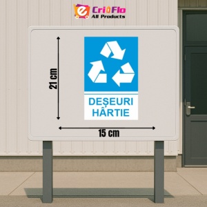 Indicator protectia muncii reciclare deseuri hartie, Sticker autocolant - Img 2