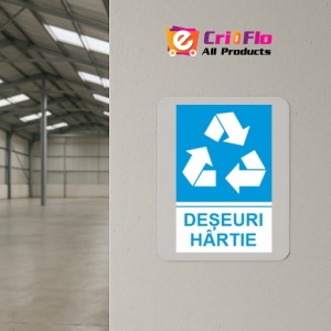 Indicator protectia muncii reciclare deseuri hartie, Sticker autocolant - Img 4