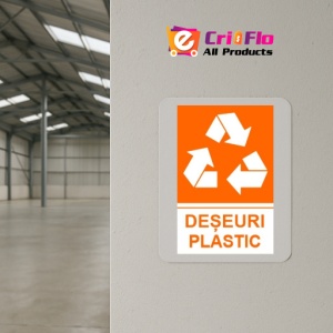 Indicator protectia muncii reciclare deseuri plastic, Sticker autocolant - Img 4