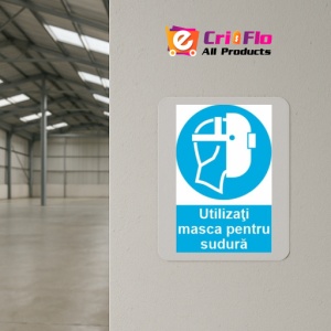 Indicator protectia muncii utilizarea mastii de sudura obligatorie, Sticker autocolant - Img 4