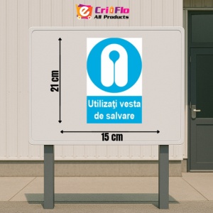 Indicator protectia muncii utilizarea vestei de salvare obligatorie, Sticker autocolant - Img 2