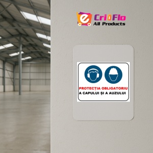 Indicator Protectia obligatoriu a capului si a auzului, Sticker autocolant - Img 3