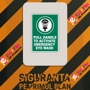 Indicator Pull Handle to Activate Eye Wash Sign, Sticker autocolant - Img 3