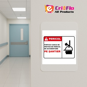 Indicator Purtati casca de protectie pericol de accidentare pe santier, Sticker autocolant - Img 4