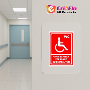 Indicator Rosu pentru grup sanitar persoane cu dizabilitati, Sticker autocolant - Img 4