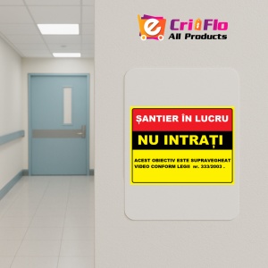 Indicator Santier in lucru nu intrati obiectiv video, Sticker autocolant - Img 4