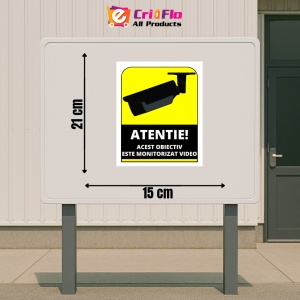 Indicator Semn atentie acest obiectiv este monitorizat video, Sticker autocolant - Img 2