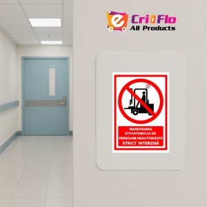 Indicator Semn de manevrarea stivuitorului de persoane neautorizate strict interzisa, Sticker autocolant - Img 5