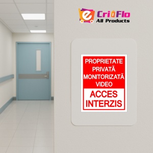 Indicator Semn de proprietate privata monitorizata video acces interzis, Sticker autocolant - Img 5