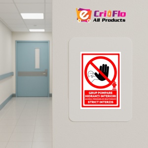 Indicator Semn grup pompare hidranti interiori accesul persoanelor neautorizate strict interzis, Sticker autocolant - Img 5