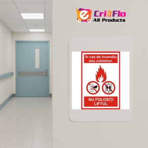 Indicator Semn in caz de incendiu sau cutremur nu folositi liftul, Sticker autocolant - Img 5