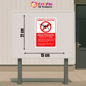Indicator Semn obiectiv militar zona interzisa pentru operarea aeronavelor fara pilot la bord, Sticker autocolant - Img 2