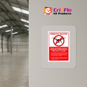 Indicator Semn obiectiv militar zona interzisa pentru operarea aeronavelor fara pilot la bord, Sticker autocolant - Img 4